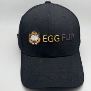 Egg Flip Embroidered Baseball Cap Black Adjustable Men's Hat
